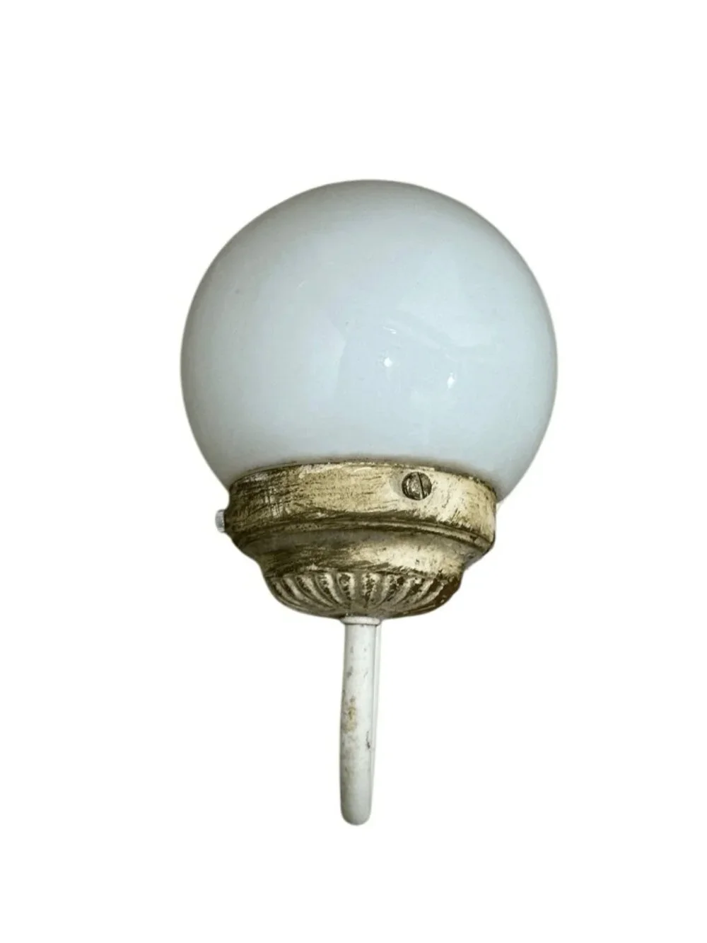 Vintage Tole Style Milk Glass Globe Metal Painted Wall Sconce